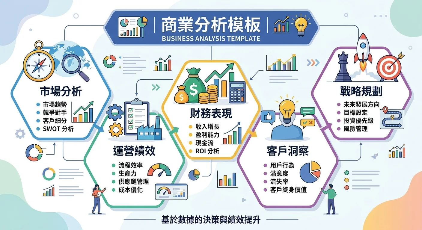 Buyer Persona 模板範例，包含人口統計、痛點、搜尋行為、決策影響因素等欄位