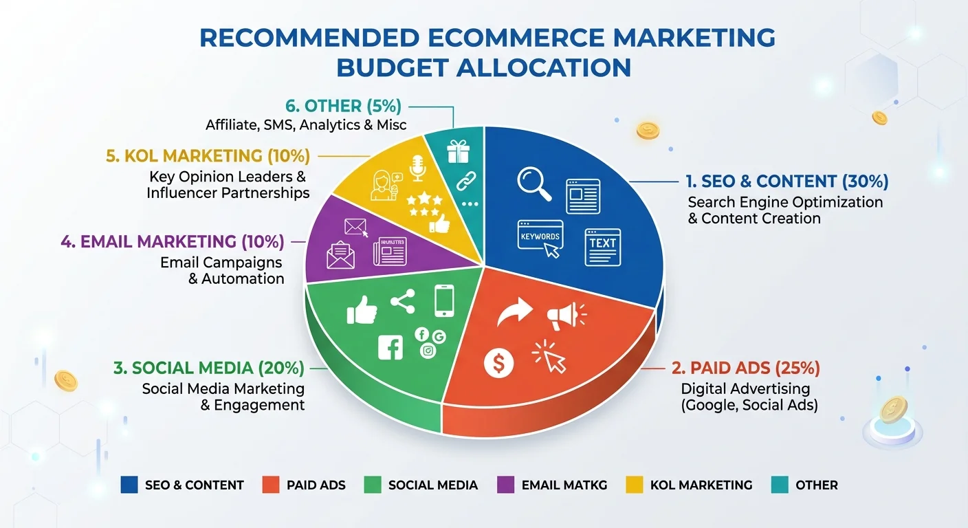 電商行銷預算分配建議圓餅圖