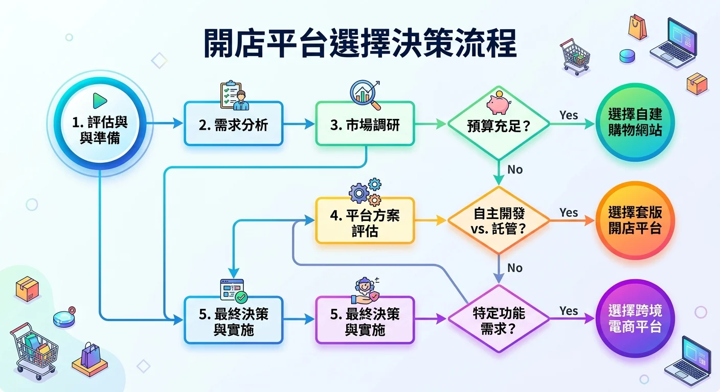 開店平台選擇決策流程圖