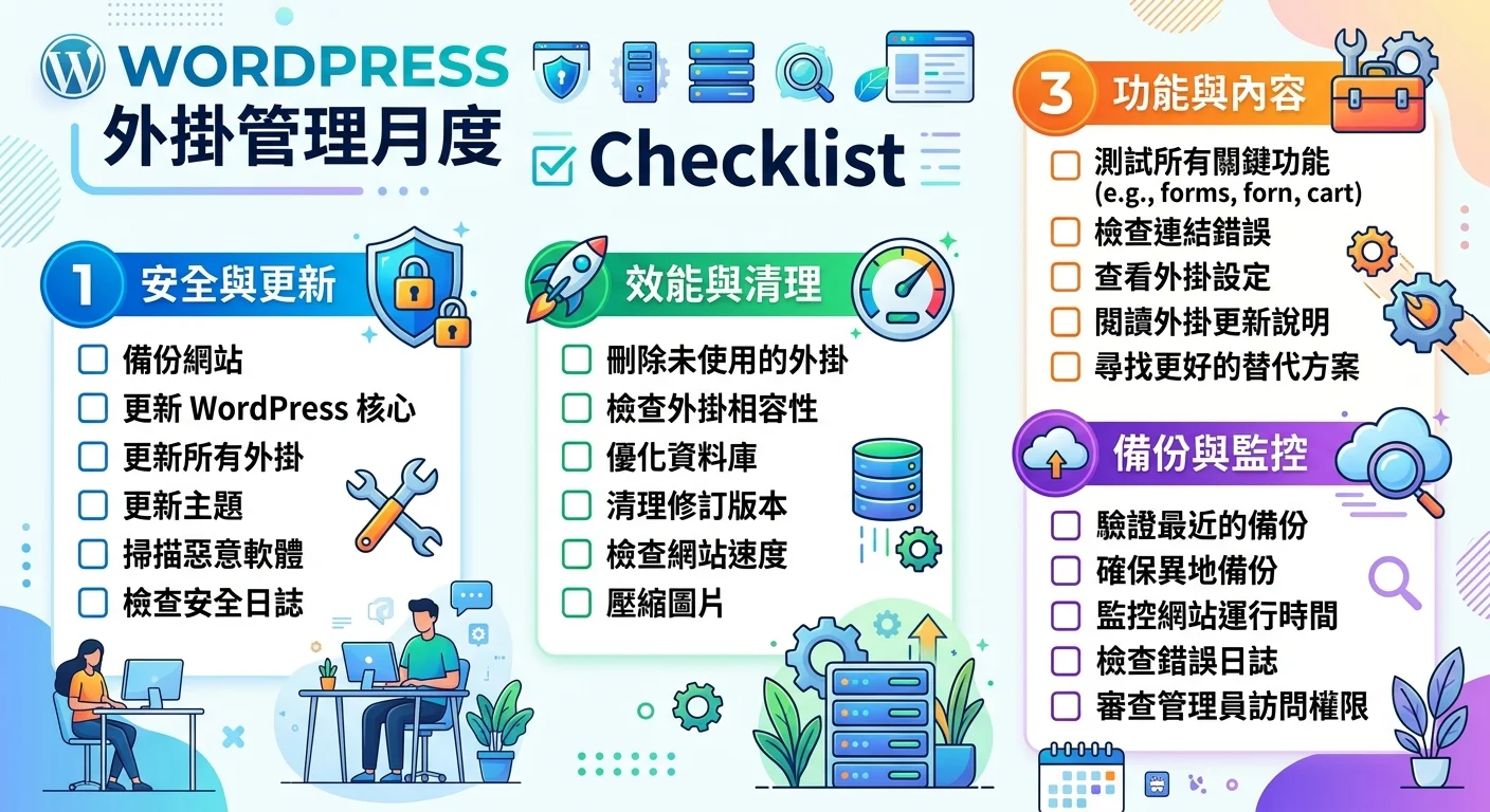 WordPress 外掛管理月度 Checklist