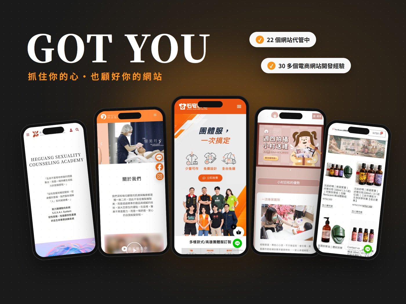 GOT YOU DESIGN 製作與代管的網站手機版畫面