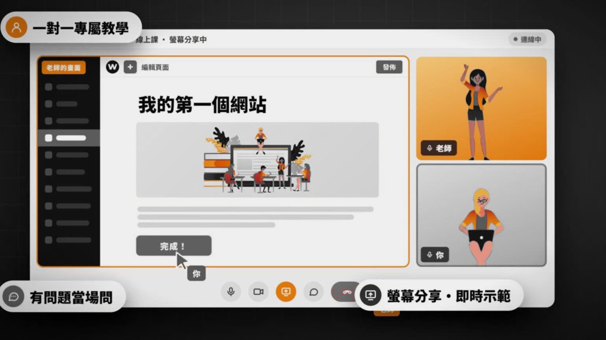 WordPress 一對一教練教學遠端線上上課畫面